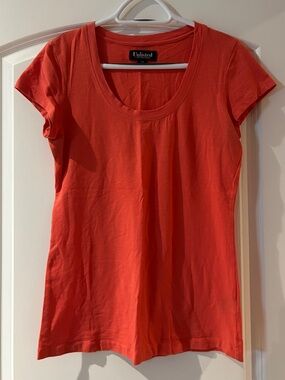 Unlisted by Kenneth Cole Women's Scoop Neck Short Sleeve Top - Coral Red